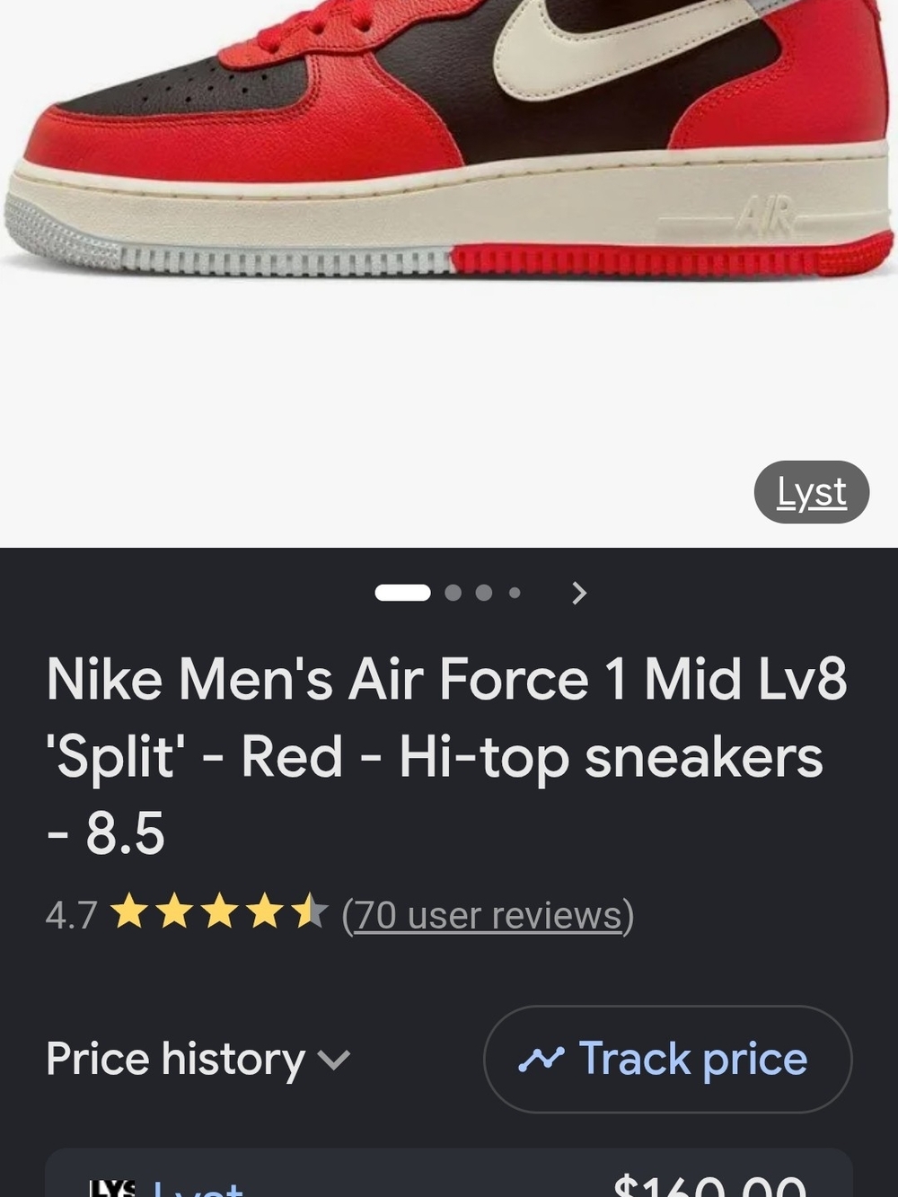 Nike Men's Air Force 1 Mid LV8 'Split' - Red / Black